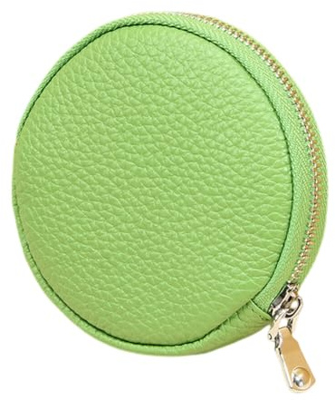 Sac écouteurs Porte-monnaie Rond en Cuir Portefeuille à fermeture éclair Porte-cartes Bancaire Petit Sac de Rangement pour Pièces de monnaie, Carte de crédit, carte d'identité, Clé, Casque (Vert)