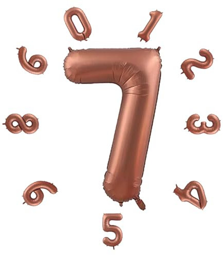 Zahlen Luftballon ca.101cm, Folienballon Zahl 7 Braun, Helium Folienballon für Geburtstagsdeko, Party Deko,Neujahrsdekoration, Jubiläumsdekoration, Hochzeitsdeko (Braun #7)