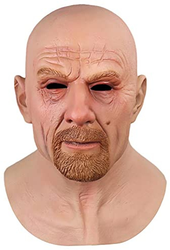 Ghzste Maschera realistica in lattice da uomo anziano, copertura per il viso in lattice per Halloween, copricapo in lattice a forma di nonno, accessori per feste in maschera di Halloween