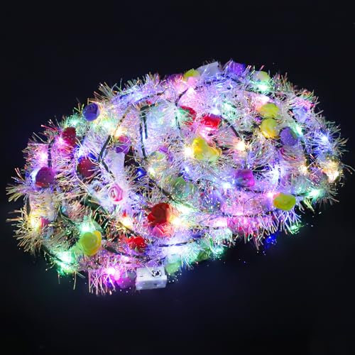 ENLACE LED Blumenkranz Haare Bunt, 6 Stück LED Haarschmuck Stirnbänder, Festival Zubehör für Frauen und Mädchen, Leuchtende Haarkränze für Geburtstag und Hochzeit