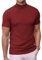 COOFANDY Mens T-Shirts Summer Turtleneck Men Short Sleeve Mock Crew Neck T Shirts for Men Ribbed Plain Tops Wine Red L