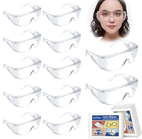 FSWWSF 12 PCS Gafas de Seguridad,Gafas protectoras, Transparentes Gafas,gafas de protección médica para Trabajo/Laboratorio/Industria/Agricultura