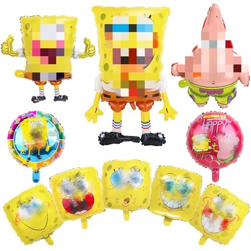 10 Stück Luftballon Kinder Geburtstag Kit Cartoon-Charaktere Party Folienballons Große Größe Mehrfarbig Folienballons für Jungen Mädchen Kinder Geburtstagsdeko