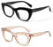 JM Ojo De Gato Gafas Luz Azul Mujer, Moda Gafas Filtro Luz Azul Con Detalles MetáLicos Negro+Cerceta Transparente