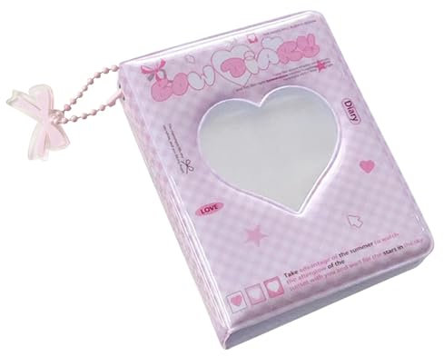 Livre Porte-carte Photo kp-op, Porte-carte Photo Creux en Forme de Cœur, Classeur de Cartes Photo, Album Photo Portable, Heart Hollow kp-op Photocard Manches 40 Poches, Petite Carte(roses)