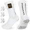 Grip Socken Fussball Männer Fußballsocken Herren Kompression Radsocken Damen Gripy Socke Yoga Pilates dünn Atmungsaktiv blasenfrei Rutschfeste Sportsocken Rugby Laufen Handball 43-50 Weiß L 3P