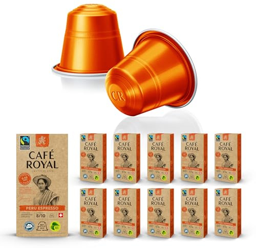 Café en Capsules Aluminium - Café Royal Pro | 10 x 10 soit 100 Dosettes - Saveur Perou Espresso Bio - Compatibles avec les Machines à café Nespresso®* Alu à usage Domestique