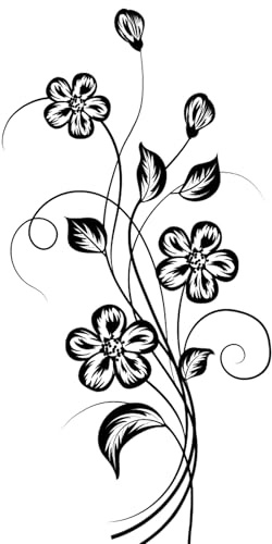 XDGBGFN Lot de 2 autocollants muraux Fleurs noires Décoration murale Fleurs noires Autocollants muraux à feuilles de vigne et fleurs pour la décoration murale de la chambre et du salon