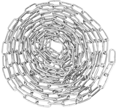 JIEHIN Cadena de acero inoxidable de 4 mm, 5 m de largo, cadena de metal por metros, cadena de eslabones redondos, cadena de eslabones redondos, cadena de acero inoxidable para colgar hamacas, sacos