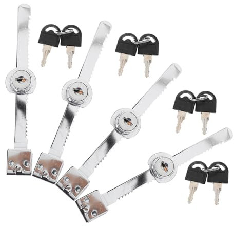 LALAFINA 4 Stück Schiebetürschloss Für Glastüren, Metallschrankschloss, Vitrinenschloss, Sicher Und Zuverlässig, Für Glasvitrinen Und Metallschränke, Gleichschließend