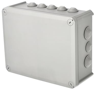 EDO Abzweigdose IP66 Wasserdicht 240x190x95 mm Grau – UV-beständig Halogenfrei – Verteilerdose mit Kabeleinführungen & Schraubdeckel – Aufputz Abzweigkasten Innen & Außen