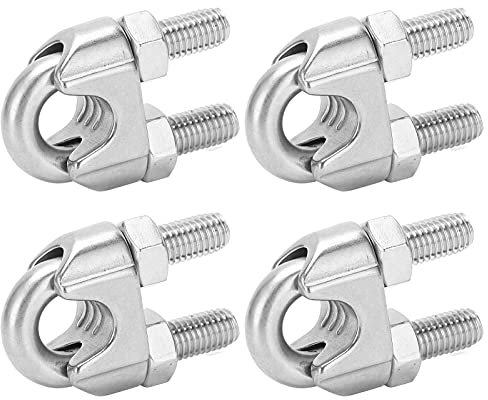 4pcs 9/16 M14 304 Clips de Corde en Fil en Acier Inoxydable, Pinces de Selle à Boulons U Lourds pour Câble 14 Mm, Utilisation Extérieure à la Rouille pour le Patio/Clôture /