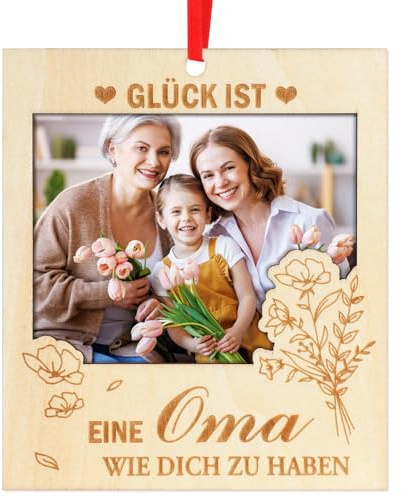 HOWAF Oma Geschenk, Bilderrahmen Oma Kühlschrankmagnete Fotorahmen Holz Großeltern Geburtstag Jahrestag Weihnachten Geschenk, B