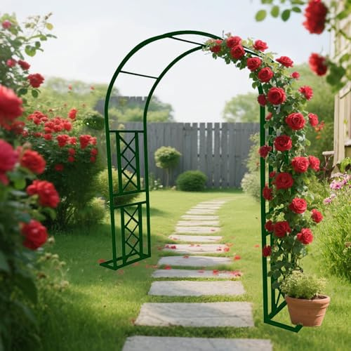 Treillis en métal pour plantes grimpantes et vignes – Cadre de pergola d'extérieur pour mariages, fêtes, Halloween et décorations de Noël – Design élégant de tonnelle