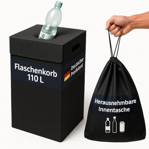 SILUK Pfandflaschen Aufbewahrung 110L – Stabiler - Pfandflaschen Aufbewahrung, Flaschensammler mit Deckel und Einwurf-Loch, Leergut & Altglas ordentlich sammeln, für Küche Abstellraum (Anthrazit)
