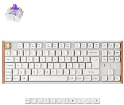 Keychron K8 HE TKL Keyboard Wireless Bluetooth 2.4G Wired, Hot Swappable Hall Effect Magnetic Linear Switch with QMK/Launcher Aluminum+Wood Frame Rapid Trigger for Mac Windows Linux - White UK Layout