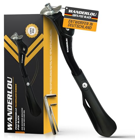 WANDERLOU Fahrradständer Mittelständer 24–29 Zoll | Extra Stabil 45 Kg+ Premium Qualität | Höhenverstellbarer Fahrradständer Mountainbike, E-Bike & Citybike | Fahrrad Ständer rutschfest & robust