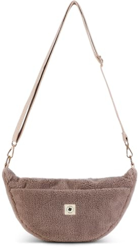 Grünes Glück Teddy Moon Bag SMALL, Crossbody Bag, Umhängetasche Damen | Moonbag mit Innen- & Außentasche, verstellbarem Gurt – klein, praktisch und stilvoll.