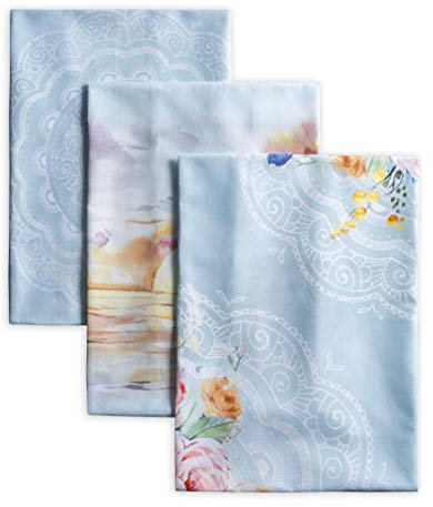 Maison d' Hermine Ibiza-Blue Lot de 3 Serviettes de Cuisine Multi-usages 100% Coton | Serviettes de Bar | Printemps/été (50 cm x 70 cm)