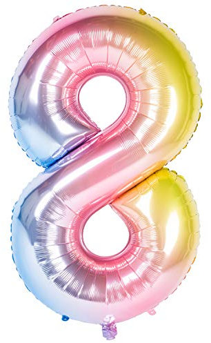 40 Zoll 0 to 9 in Regenbogen Nummer Folienballon Helium Zahlenballon Luftballon Riesenzahl Party Hochzeit Kindergeburtstag Geburtstag (Number 8)