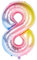 40 Zoll 0 to 9 in Regenbogen Nummer Folienballon Helium Zahlenballon Luftballon Riesenzahl Party Hochzeit Kindergeburtstag Geburtstag (Number 8)