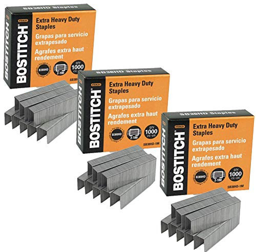 Bostitch Heavy Duty Premium Befestigungsklammern Heftklammern für B380HD Heftgerät, 2-180 Blatt, 1.000 pro Box (SB38HD-1M)