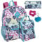 Trail maker Girl's 6 in 1 Backpack Set with Lunch Bag, Pencil Case, Scrunchie, and Pom Pom Key Ring Set (Groovy Hearts)