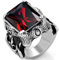 OIDEA Vintage Edelstahl Ringe, Ehering Nordischer Krieger Biker rot Zirkon Herren Verlobungsring, mit Gravur, schwarz Silber - Ringgrößen 71 (22.6)