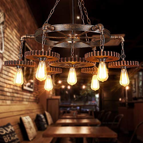 Vintage Kronleuchter Gear Pendelleuchte Industrial Hängelampe Retro Hängeleuchte Drehbar Retro Metall Für E27 Leuchtmittel Pendellampe Für Wohzimmer Esstisch Küche Wohnzimmer