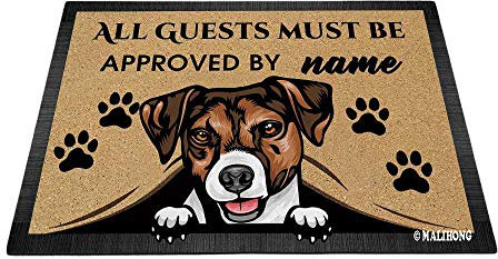 BAGEYOU Personalized Dog's Name Peeking Dog Jack Russell Terrier Doormat All Guest Must Be Approved Rugs for Home Decor 27.5 x 17.7 Inch