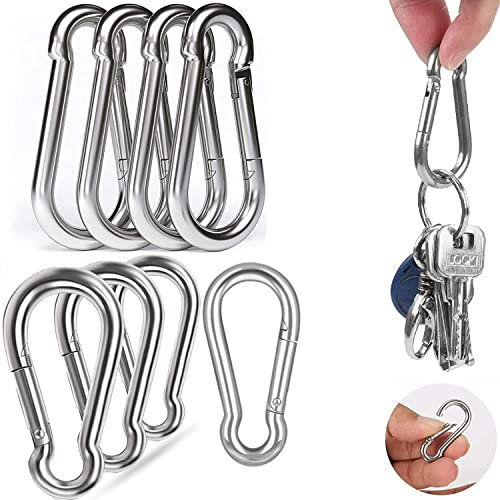 Taeku Moschettone, Zincato Ganci a Scatto 8 x 80 mm Molla Resistenti Moschettoni per Palestra, Campeggio, Pesca, Amache (8 Pezzi)