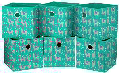 HSDT 6 Cube Storage Box Foldable Fabric Alpaca Storage Box Storage Cube Bins 25.4x25.4x25.4 CM Emerald Green Baskets for Closet Shelves Cube Storage Unit Drawers,QY-SC16-6