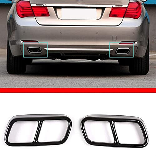 MYDH Auspuffblenden Robuste Verschleißauto-Schalldämpfer-Auspuffrohrzahnabdeckung Schwarz Für BMW 7-Serie F01 2008-2014 Auspuff Endrohr