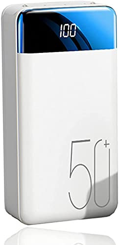 HHORB Power Bank 50000Mah,Carga Rápida Batería Externa con 3 Entradas (Micro+USB C+Lightning) Y 2.1A 3 USB Salidas Linterna LED Y Pantalla LCD Cargador Portatil para Smartphones Tableta Y Más