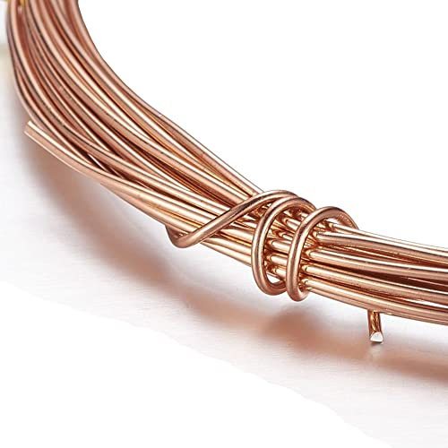 Alambre de aluminio de 12 m, 1 mm, para joyas, alambre de aluminio para manualidades, alambre de perlas, alambre decorativo, alambre para flores, alambre para modelar (cobre)