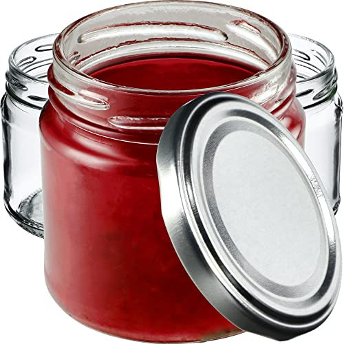 KADAX Set de 100 tarros de 200 ml con tapa de rosca Ø 66 mm, tarros de postre de paredes gruesas, herméticos, aptos para lavavajillas, ideales para mermeladas y conservas