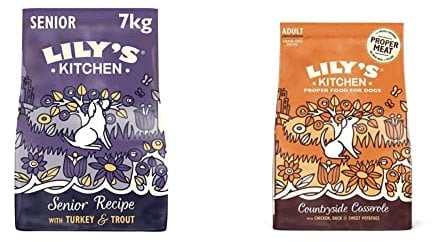 Lily's Kitchen Senior Recipe Turkey & Trout Natural Grain Free Complete Dry Dog Food (7 kg) & Chicken and Duck Countryside Casserole - Grain Free Adult Dry Dog Food (7 kg)