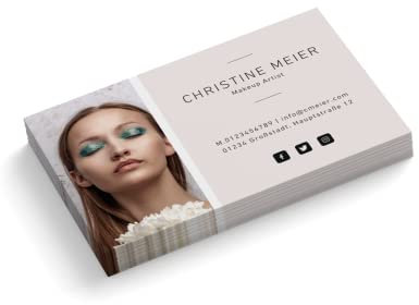 Visitenkarten personalisiert | mit Foto | Design Make Up Artist # 2 | 1-seitig | Querformat | Menge + Papier zur Auswahl | selbst gestalten | hochwertiger Druck (100 Stück)