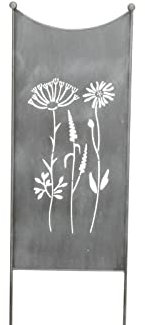 finehomegarden Stele Metall grau Sichtschutz Wildblume Windschutz Dekowand B38cm H118cm Deko