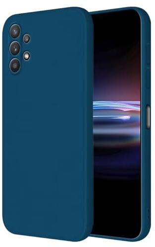 HONLEN Coque pour Samsung Galaxy A32 5G Protection Étui, (6.5 inches) Liquide TPU Silicone Case Anti Rayures Ultra Mince Souple Cover en Silicone Bleu Saphir