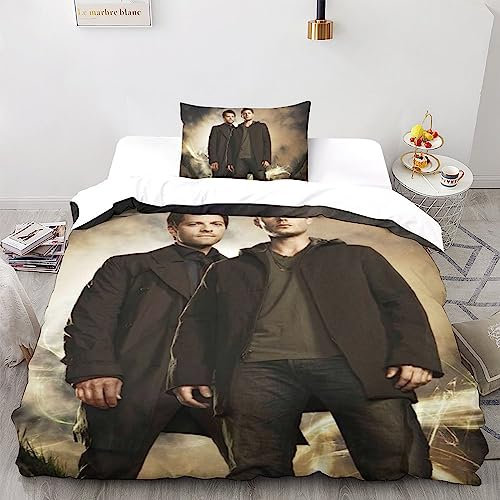 UKALOU Supernatural Hochwertiges Duvet Cover Set Aus Mikrofaser, Superhelden 3-teilig - Quilt Cover Mit Verstecktem Reißverschluss Und Pillowcases Für Komfort Und Stil Single(135x200cm)