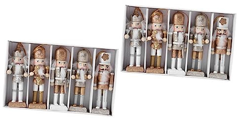 Garneck 2 Sätze Nussknacker Zu Weihnachten Nussknacker-baumspitze Weihnachts-nussknacker-Puppe Nussknacker Weihnachtsdeko Nussknacker-weihnachtsschmuck Gold Und Silber Hölzern Dekorationen