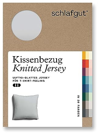 schlafgut Knitted Jersey Kissenbezug 80x80 cm Grey Light Uni weicher Premium Kopfkissenbezug einzeln, faltenfrei mit Elasthan