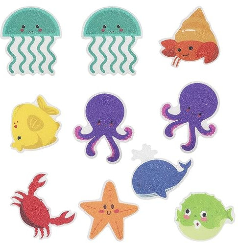 quiodok 10 Piezas Pegatinas Antideslizante Bañera Bebe Diferentes Formas Pegatinas Antideslizantes para Niños Mar Criatura Pegatinas Decorativas Antideslizantes para Superficies Resbaladizas