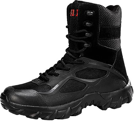 Meidiastra Stiefel Herren Militär Einsatzstiefel Taktisch Kampfstiefel mit Zipper Verschleißfest rutschfeste Outdoor Wanderschuhe Gelände Stiefel zum Trekking schwarz45