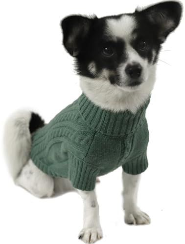 LiebeDD Hundepullover - Kuschelig Hundepulli Kleine Hunde, Rollkragen Strick Pullover Hund mit Beinschlaufe und Geschirrloch, Kleidung für Chihuahua Rehpinscher Katzen, Dog Sweater (Türkis S)