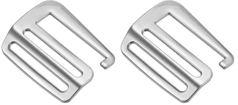 QUARKZMAN Ganci in Metallo a forma G, 2pz 1,5 (38mm) Fibbia Scorrevole Regolabile a Onda con Gancio a G per Cinghie Zaino, Tono Argento