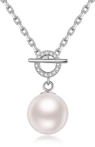 jiamiaoi Perlen Anhänger Perle Halskette Silber Perlenkette 925 Silberkette mit Perle Damen
