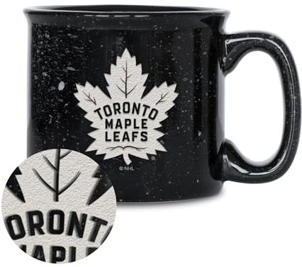 Rico Industries NHL Hockey Toronto Maple Leafs Black Speckle 340 ml Lasergravur Lagerfeuer Tasse