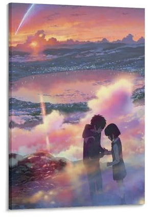 TINCHEW Póster de Kimi No Na Wa con diseño de anime de Kimi No Na Wa, tapiz decorativo para el hogar, dormitorio, decoración moderna, tapices de regalo, 20 x 30 cm